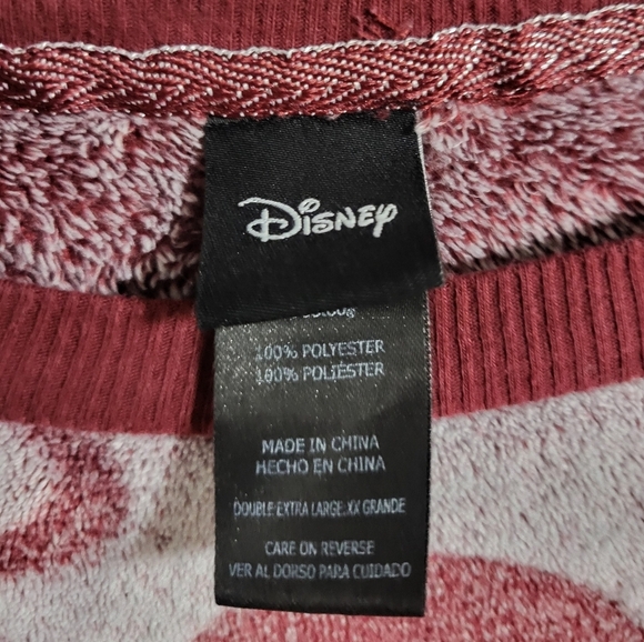 Disney Burgundy  Mickey Mouse Patterned Lounge Wear Terry Sweatshirt - Size L - Picture 2 of 6